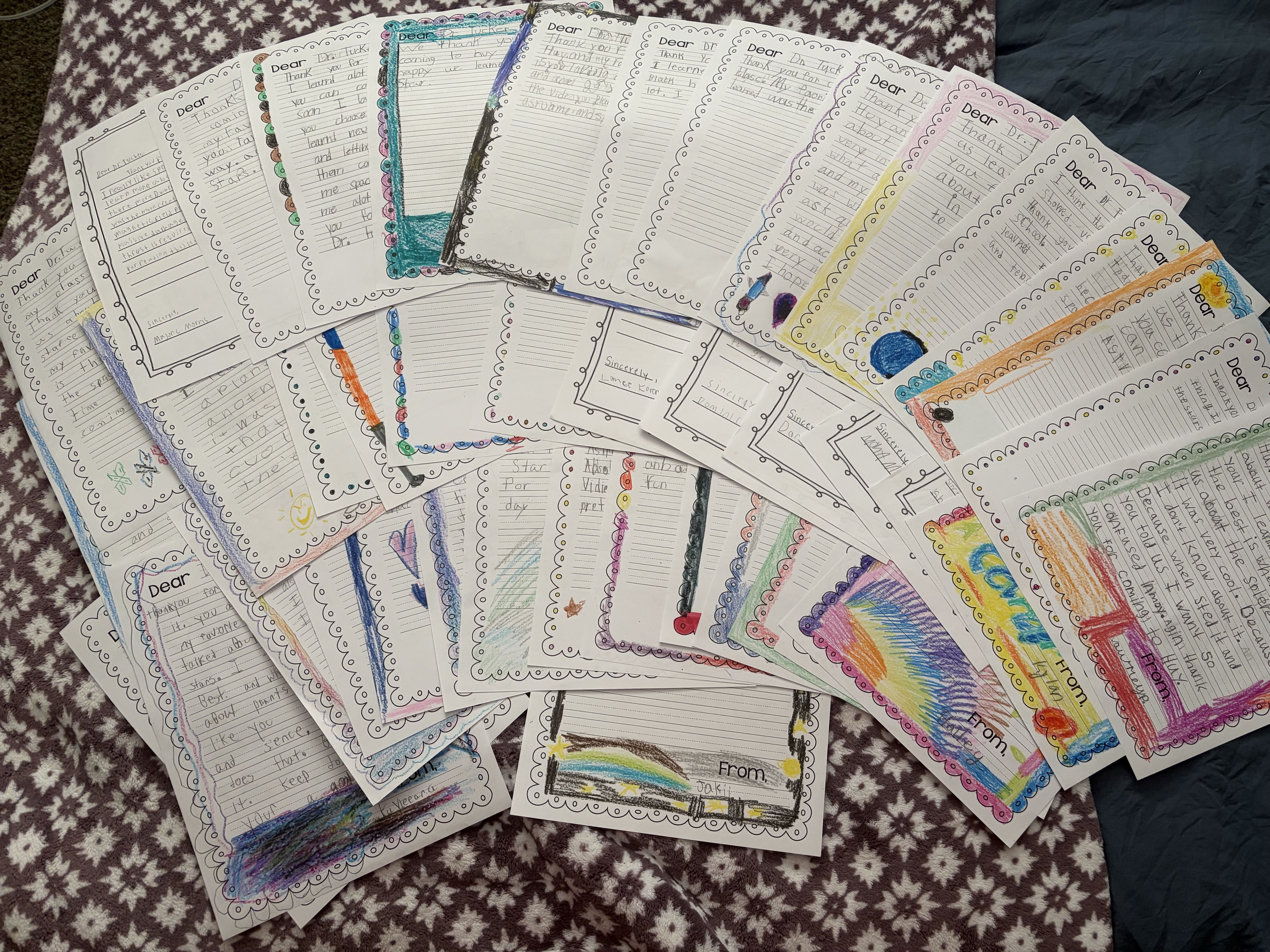 Thank-you letters from Huy Elementary School students
