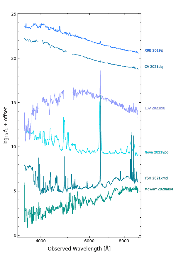 Example spectra of stellar transients.